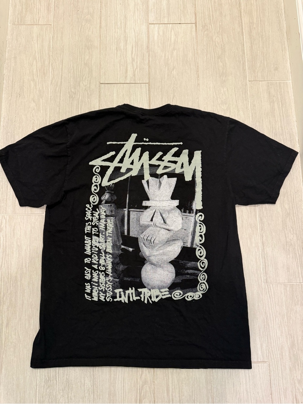 Stussy Black Graphic Back-Print T-Shirt